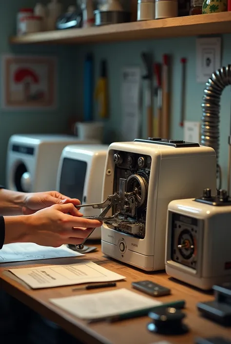 White hands repairing appliances 