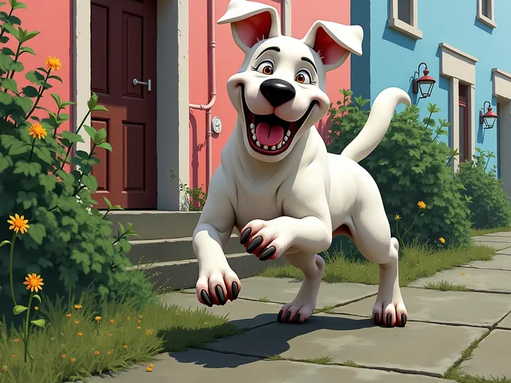 Dog bull terrier , white , pixar