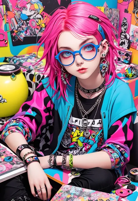  A scene boy has a striking and carefully assembled look , , mixing elements of alternative and pop subcultures .  She wears voluminous hair ,  generally smooth or slightly frayed ,  with a long fringe covering part of the face .  Hair colors vary Between ...