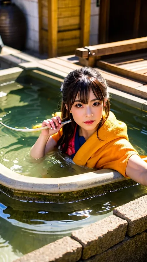  high definition ,  best quality ,  super detailed,  high definition , 8k wallpaper,  perfect dynamic composition showing off your dildos,  beautiful eyes with attention to detail ,
 relaxing live in the footbath area of the hot spring town
A cute Japanese...