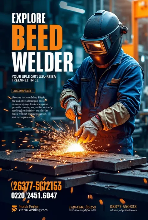 Create a poster for a welding company which offers all welding services with the contact info +263778520353