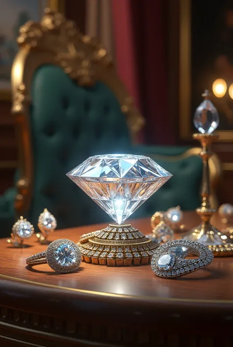 (photorealism:1.2), a diamond and jewelry inside a house 