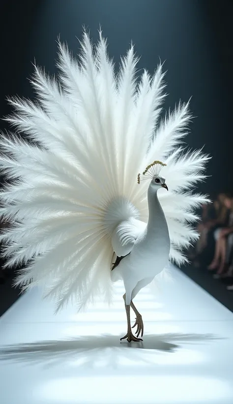 White peacock doing a cat walk