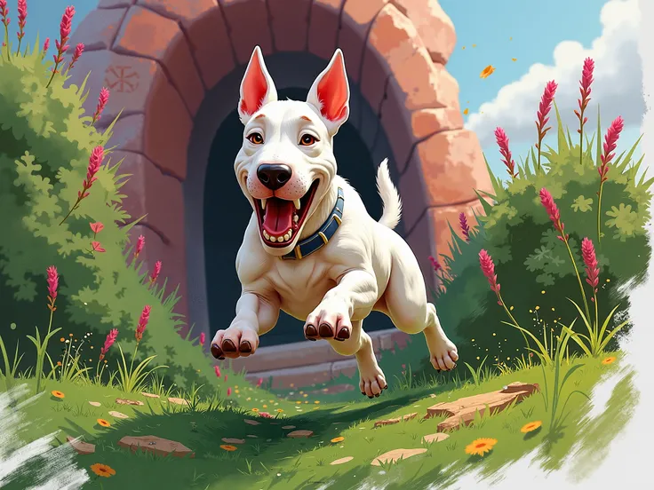 Dog bull terrier , white , pixar