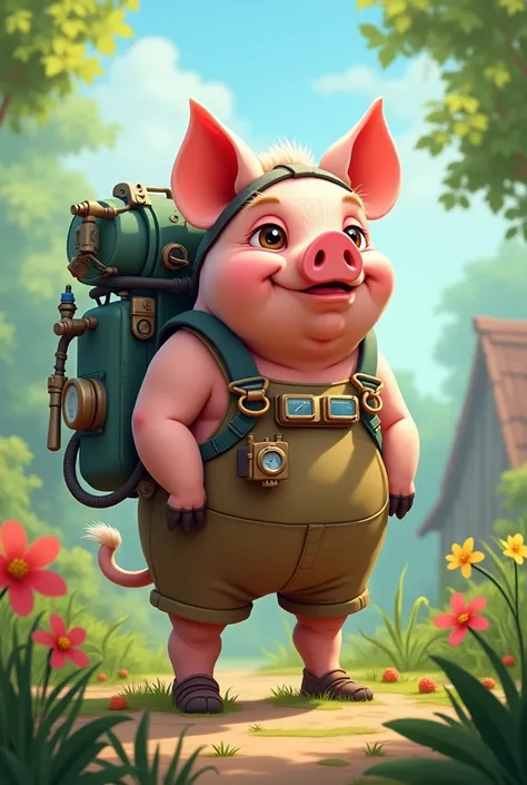 Pig and his fumigator backpack