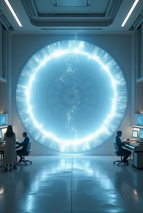 A giant dimensional portal in an energy experiment laboratory. There are no people on site.