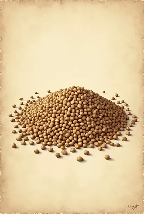 Medieval handwritten style image of lentils. Product only no decorations 