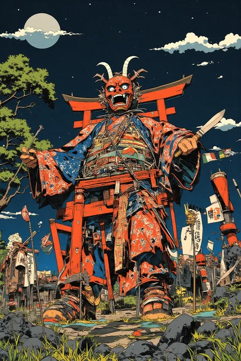  Namahage of Akita Prefecture、 wears a demon mask and wears a costume made of barbed、 Surreal collage, a contemporary artistic collage, collage artwork,     new album cover    ,    Great job! , digital collage, ( collage ), collage art, contemporary collag...