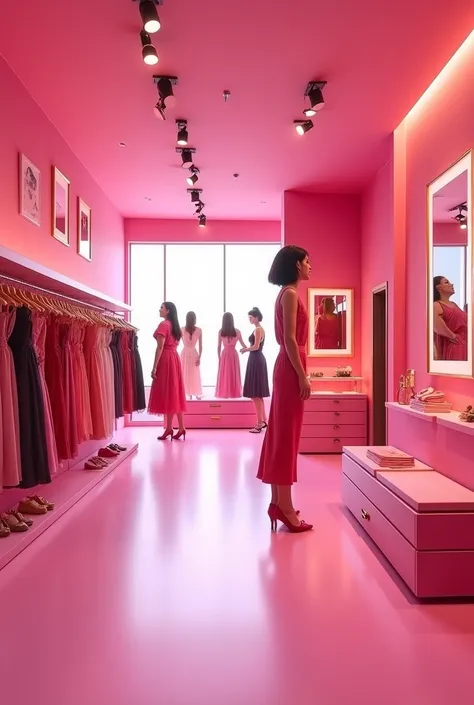 dress store in 3d pink