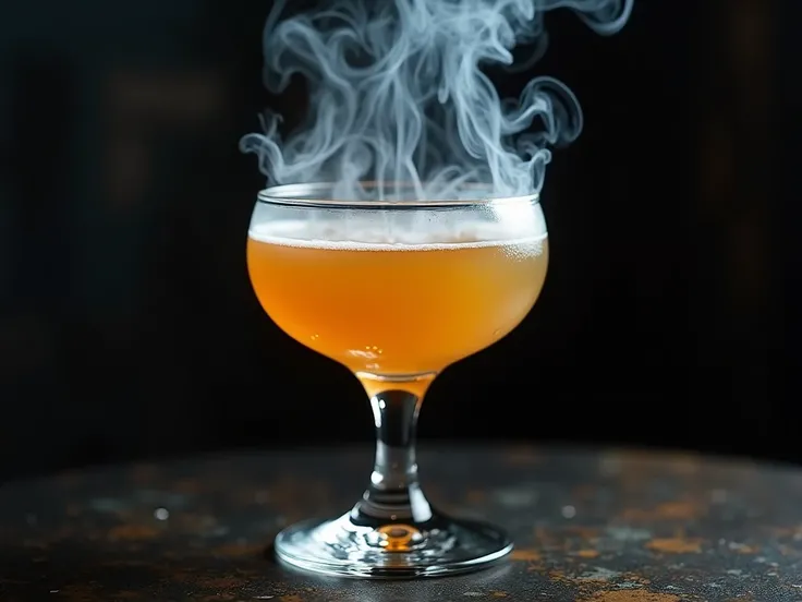 A mojo cocktail with smoke in the heart that comes out of the cocktail 