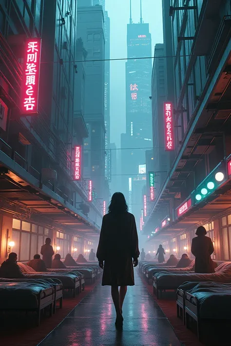 A girl who lives in a mega cyberpunk city where everything is allowed with girls and she is a leader of the city and the  of the leader is a boy who also lives in the city but only girls and women in the city is everything modern futuristic and cyberpunk i...