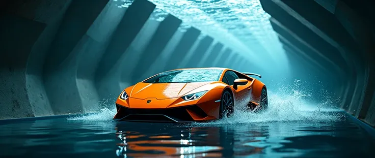 Lamborghini Huracan in Underwater tunnel