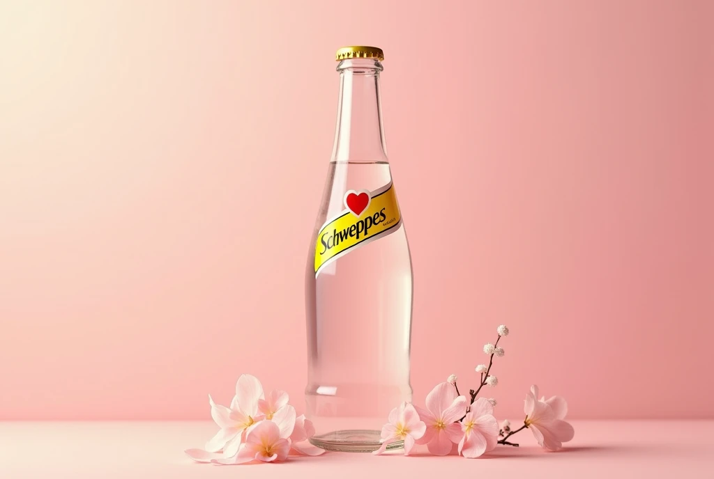  Schweppes  (Tonic or Lemon) personal. Pastel pink background