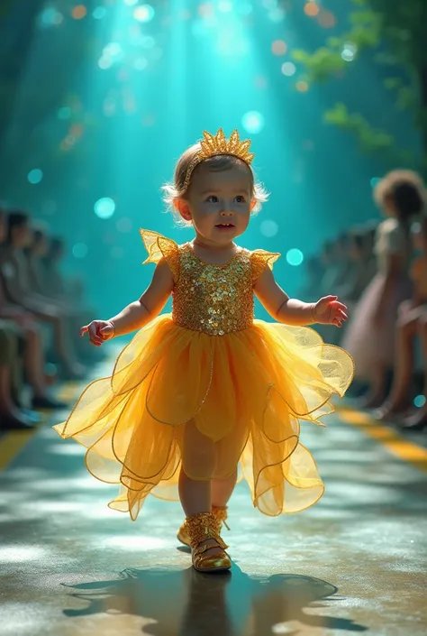 Baby girl fish outfit faishon show image goldan dress