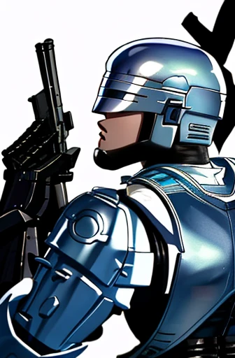  (  best quality ), (  best quality  ), (  best quality  ), (Overall view) Back Alley,  Attractive Young Man ,  RoboCop Cosplay , Looks weak, 18 years old, Weak body, Tall,