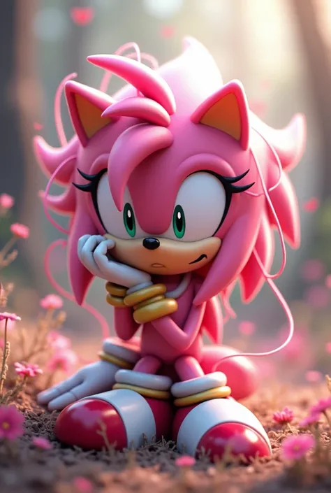 Play Amy from Sonic but her thorns turned into real hair with pink threads and shes massaging them