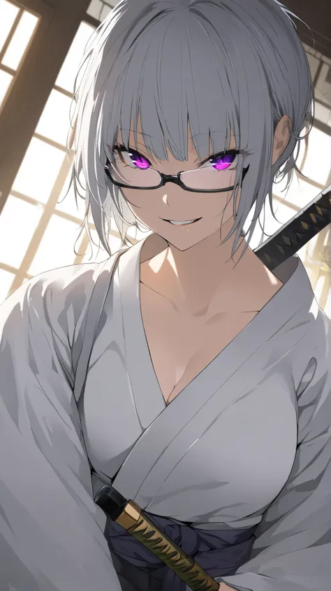 8k Ultra HD, soft lighting, High Quality , film grains , Fujifilm XT3 as background、最 High Quality , masterpiece, high definition , 1 girl , alone, Woman in her early 20s, Adult female, Research Room,Researcher,Gray Hair, Grey Hair, Silver Hair, ...