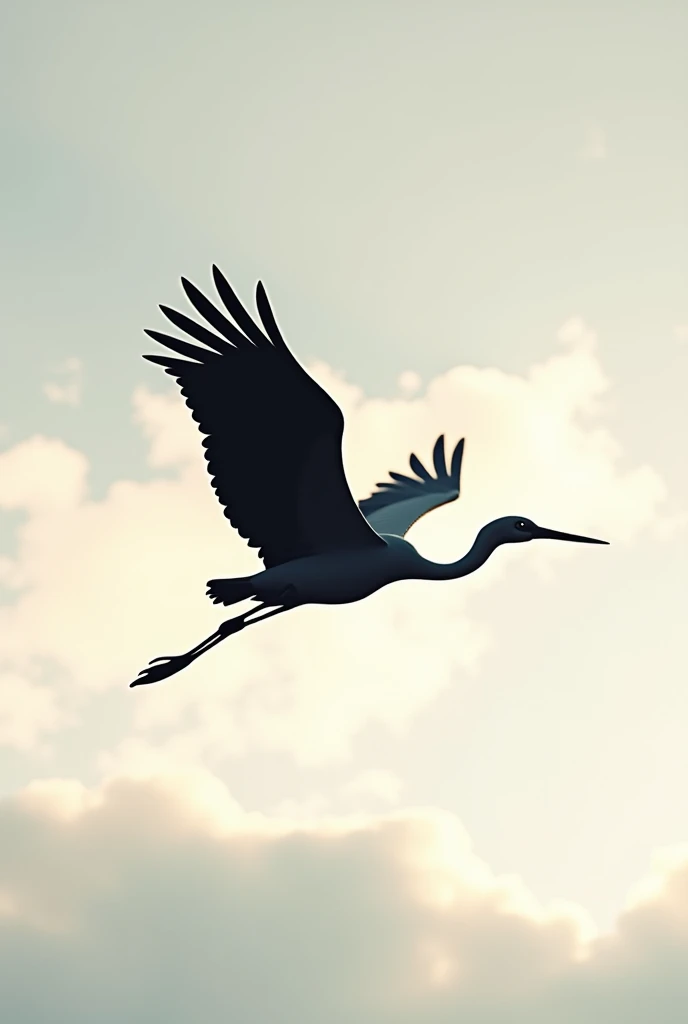 Silhouette of a flying stork