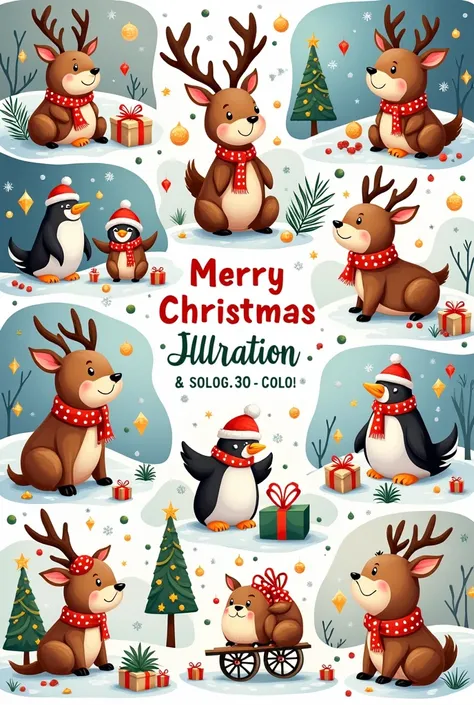 Create 30 Christmas images to color for ren