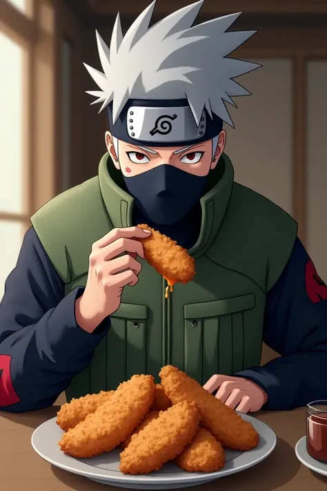 Kakashi eating fried chicken 