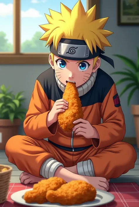 Naruto eating fried chicken 