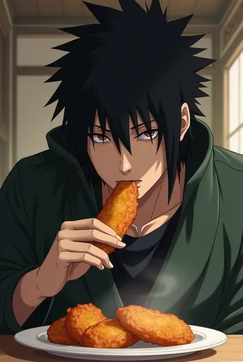 Itachi eating fried chicken 