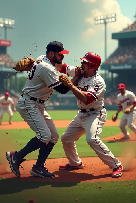 Two-player baseball fight 