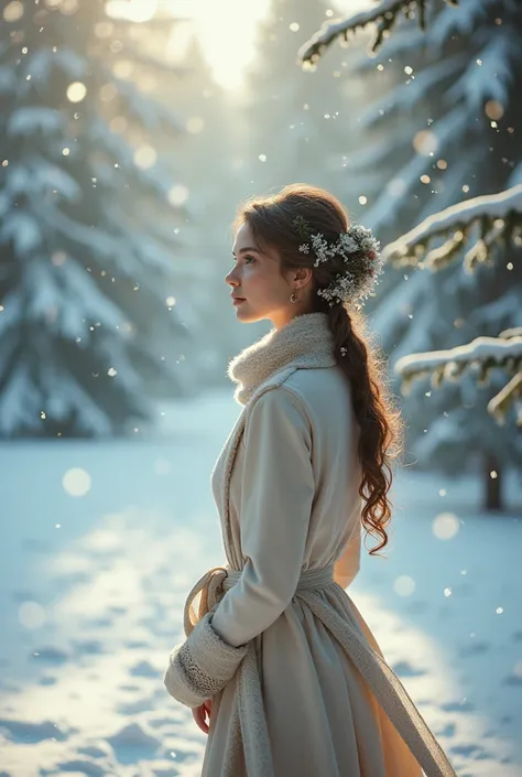 Woman at Christmas where there is snow