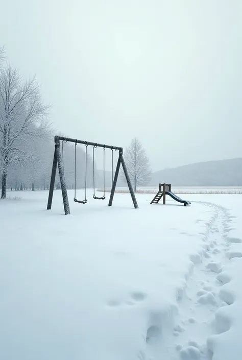 Empty snowy playground
