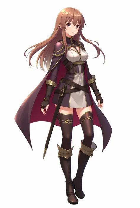 anime, adventure outfit, clothes, outfit, figure, female, medieval, no cape, white background, anime style, 2D, no pattern, long boot leather