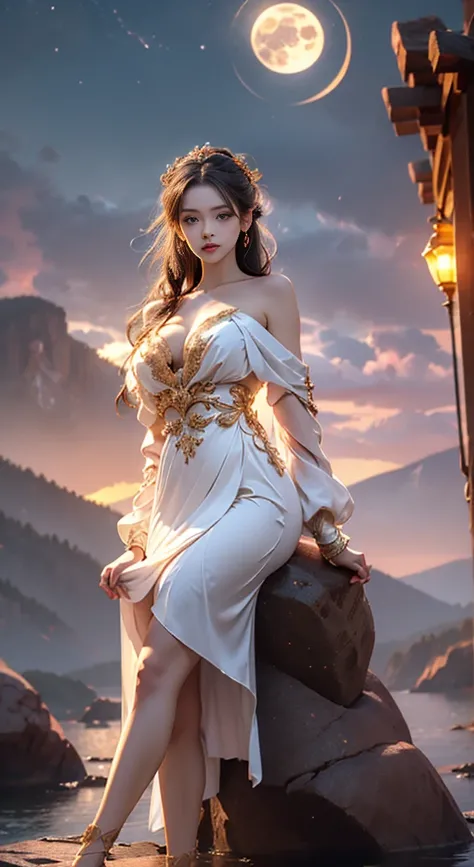 weapon,cleavage,(magic circle:1.1),xiuxian, ((bare shoulders)), ((whole body)), actual, fashion girl, red lips, mature women, cosmetics, big eyes, beautiful eyes, ((whole body)), ((from below)), (best quality, masterpiece:1.2), Super detailed, (actual:1.37...