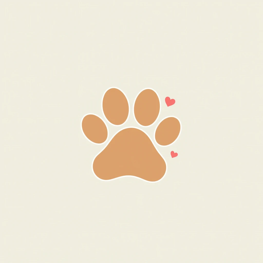 Create a warm and friendly logo for a pet care brand. The logo should feature playful elements like a paw print, pet silhouette, or heart. Use soft colors like pastel blues, pinks, and greens to create a welcoming and caring feel, ideal for a brand focused...