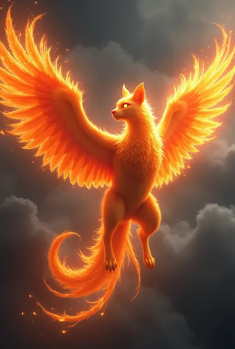 The scary 
Fire cat phoenix 
flying 