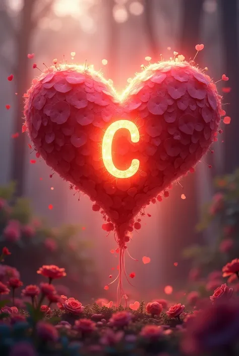 Create a heart with the initials o and c placed in the center
