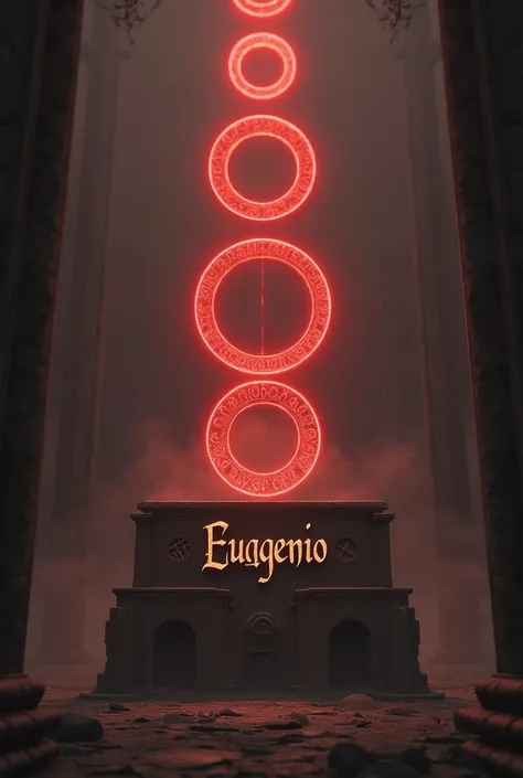 Red rings and alters with the name written by Euggenio 
