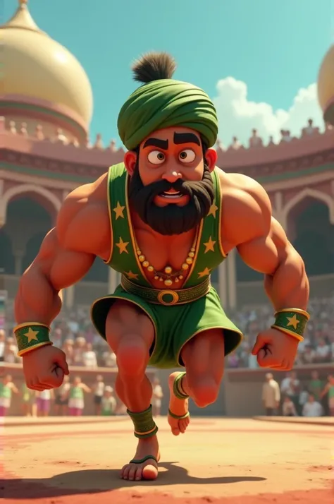 Create an animated image of a pakistani wrestlar 