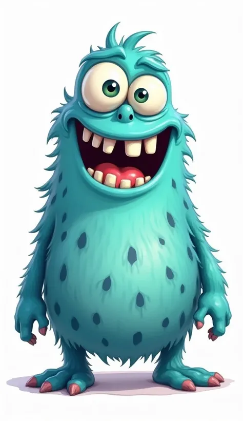 A cartoon monster, white background, skin colour blue 