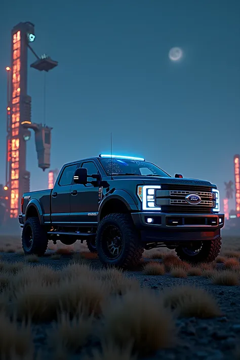 Ford f 450 in cyber farm at night