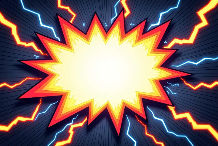 create a page “ surrounded by comic book-style lightning bolts.