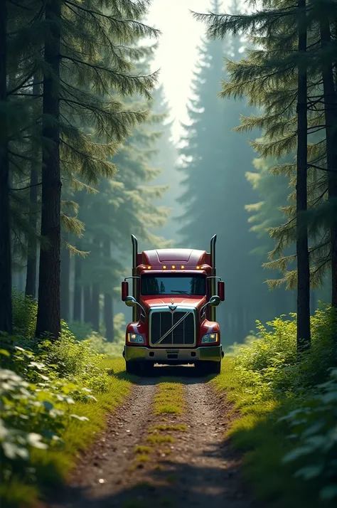 Simple Round Portrait for Truck Logo in the Woods