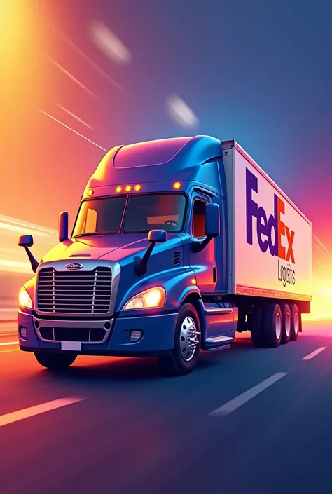  Truck Company Logo for FedEx Logistics with Vibrant Bright Colors Round Picture Portrait 