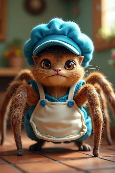 Tarantula with blue cap and white apron 