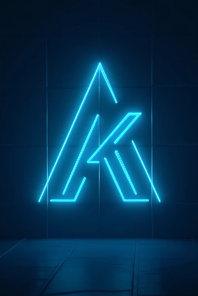 This image displays a glowing, stylized "A" with an intersecting "K" design in neon cyan against a blue background. The design appears minimalistic, sleek, and modern, suitable for use as a logo or branding symbol. The glow effect enhances its visual appea...