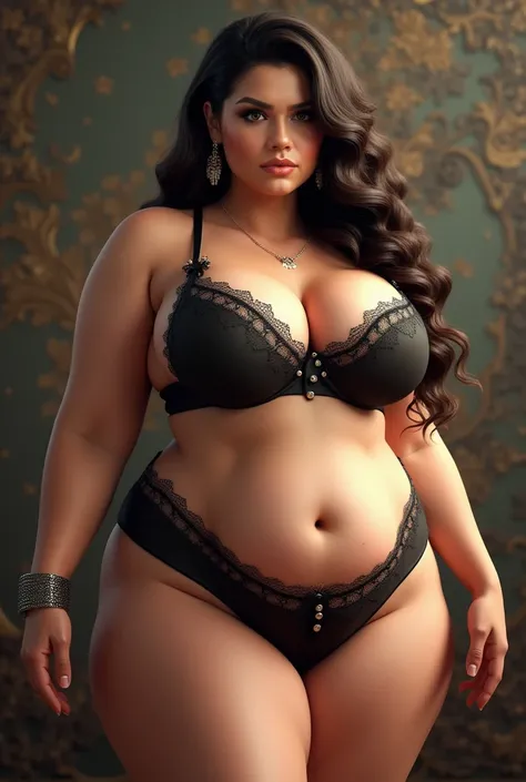 A busty woman , bustier and with smaller clothes