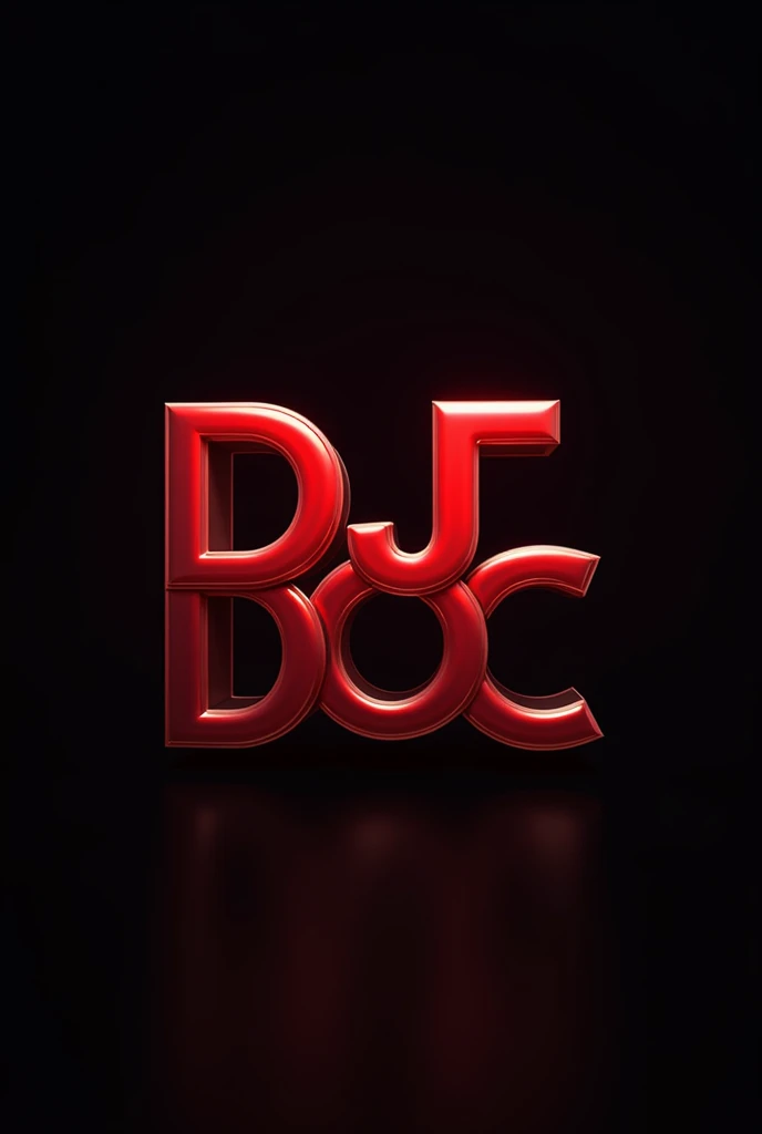 Un logo "Dj Doc" écrit en rouge en 3D avec des reflets métallique sur fond noir. 