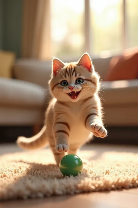 A cat playing with a ball