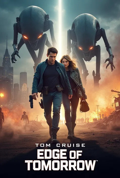 create a poster for the movie Edge of Tomorrow with the title of the movie on the poster