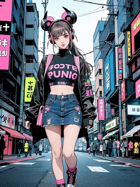 Create an "cyber punk city night " scene where a beautiful dark gray-eyed Japanese young highschool girl .silver color highlight hair,ash brown color hair,Flat color,realistic anime style.1girl.

 BRAKE

BRAKE

 Masterpiece  ,  best quality,  cyberpunk gir...