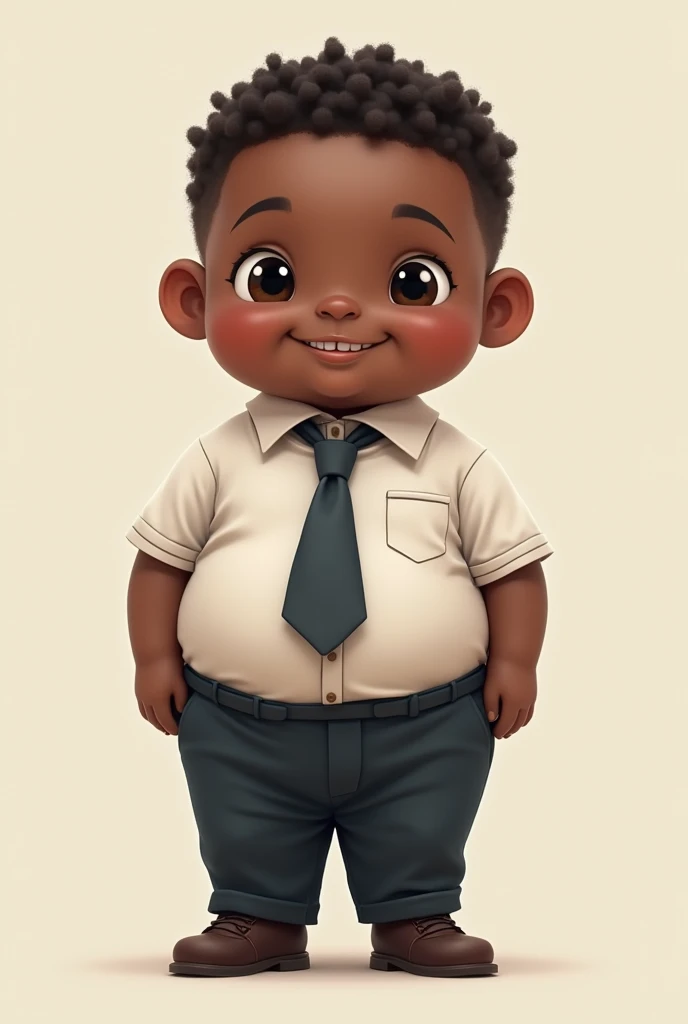 Black skin,fat,short,school uniform worn boy