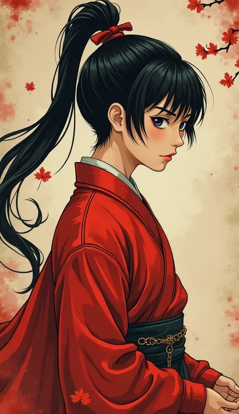  Make me an antique chinese poster.  Among them was a boy named Shikimun Shikmin. Noble temperament , confident,  evil eyes , cold.  Dark hair , black eye.  Simple dress .  Hair tied in silk high ponytail . Exuding deadly energy .  Brutal killer , heartles...